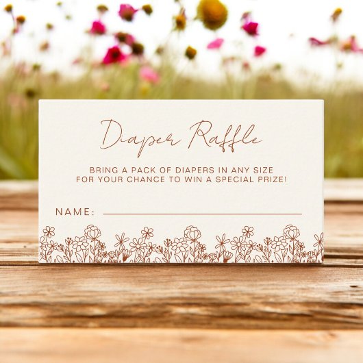Terracotta Luier Raffle Wildflower Baby shower Informatiekaartje