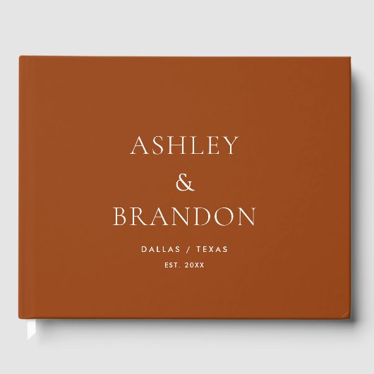 Terracotta Luxury Wedding Custom Guest Book Gastenboek (Voorkant)