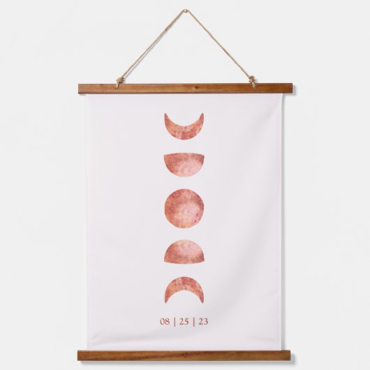 Terracotta Maan Fase Huwelijk Hangtapijt Hangend Wandkleed (Voorkant)