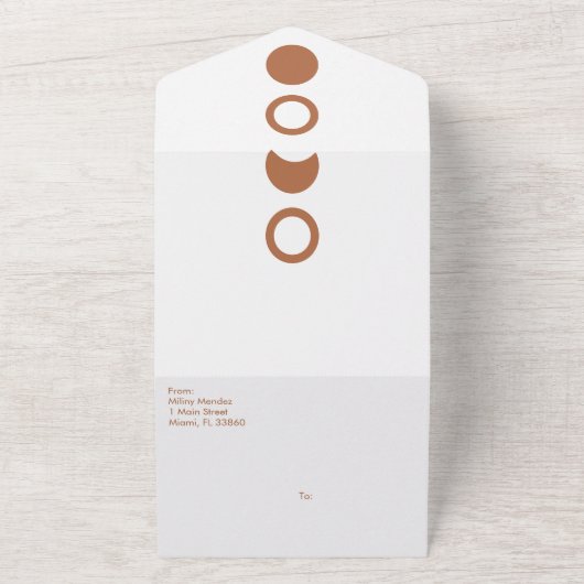 Terracotta Maan Fasen Vormen Bruiloft All In One Uitnodiging (Buitenkant)