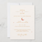 Terracotta Maan & Sterren Hemelse bruiloft Uitnodi Kaart (Voorkant)