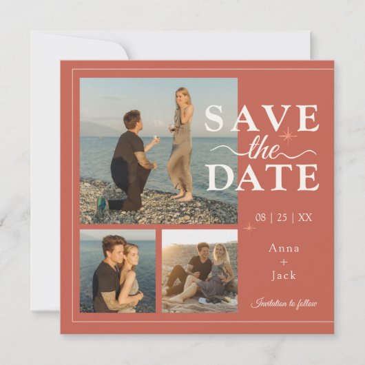 Terracotta Maanfase 3 Foto Save the Date – Boho (Voorkant)