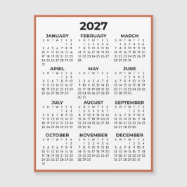 Terracotta magneetkalender 2027 volledige jaarkijk
