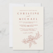 Terracotta Magnolia Elegante All-in-One bruiloft Kaart (Voorkant)