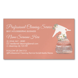 Terracotta Maid Spray Flower Cleaning Magnetisch Visitekaartje