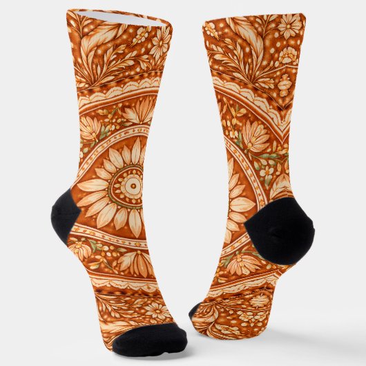 Terracotta Mandala All-Over Print Crew Sokken (Gebogen)