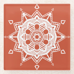 Terracotta Mandala Glazen Onderzetter
