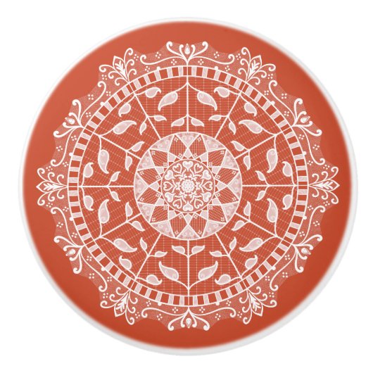 Terracotta Mandala Keramische Knop (Voorkant)