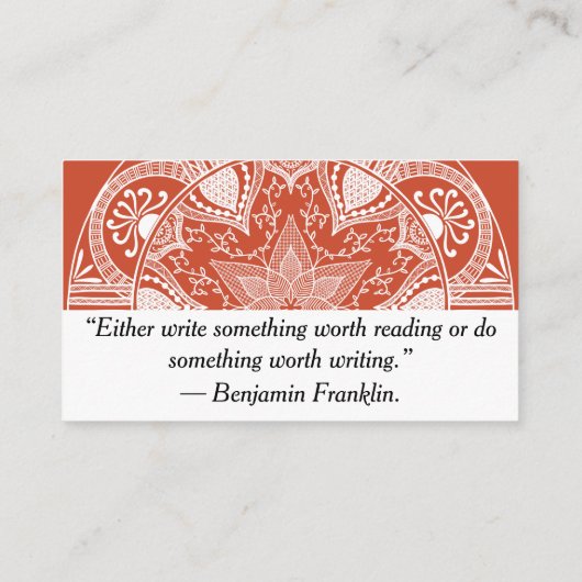 Terracotta Mandala Visitekaartje (Achterkant)