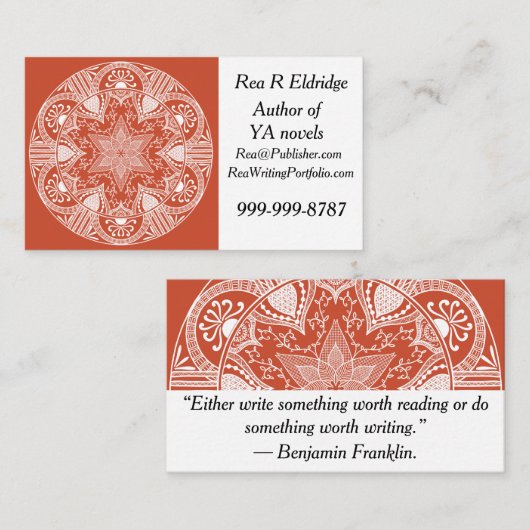 Terracotta Mandala Visitekaartje (Voorkant / Achterkant)