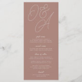 Terracotta | Manuscript Watermark Monogram Weddens Menu (Voorkant)