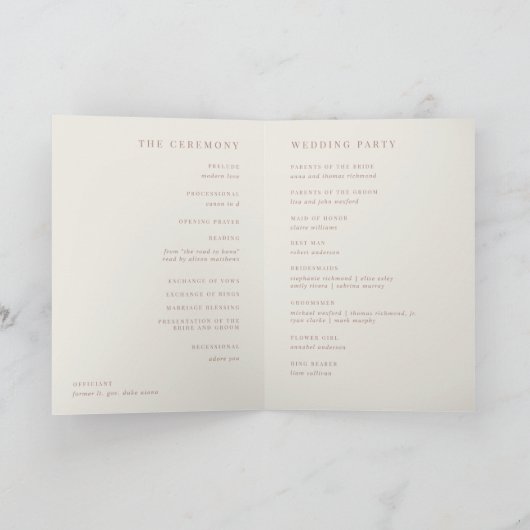 Terracotta | Manuscript Watermark Monogram Weddens Programma (Binnen)