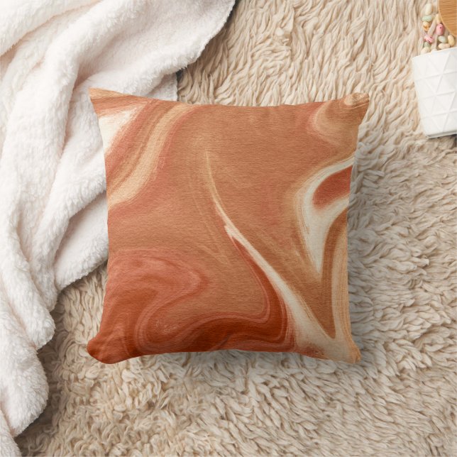 Terracotta Marble Abstract Fluid Pattern Kussen (Deken)