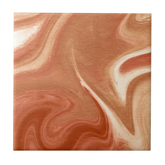 Terracotta Marble Abstract Fluid Pattern Tegeltje (Voorkant)