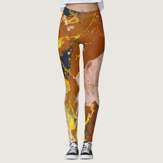 Terracotta marble textures leggings (Voorkant)