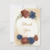 terracotta marine blauw bloemengroen bruiloft bedankkaart (Voorkant)