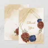 terracotta marine blauw bloemengroen bruiloft bedankkaart (Voorkant / Achterkant)