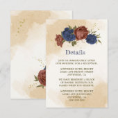 terracotta marine blauw bloemengroen bruiloft informatiekaartje (Voorkant / Achterkant)