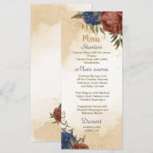 terracotta marine blauw bloemengroen bruiloft menu (Voorkant / Achterkant)