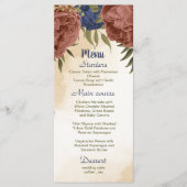 terracotta marine blauw bloemengroen bruiloft menu (Voorkant)