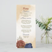 terracotta marine blauw bloemengroen bruiloft menu (Staand voorkant)