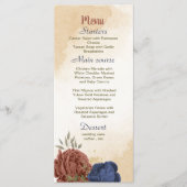 terracotta marine blauw bloemengroen bruiloft menu (Voorkant)