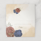 terracotta marine blauw bloemengroen bruiloft plaatskaartje (Buitenkant ongevouwen)