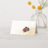 terracotta marine blauw bloemengroen bruiloft plaatskaartje (Achterkant)