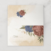 terracotta marine blauw bloemengroen bruiloft plaatskaartje (Buitenkant ongevouwen)