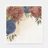 terracotta marine blauw bloemengroen bruiloft servet (Voorkant)
