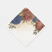 terracotta marine blauw bloemengroen bruiloft servet (Hoek)