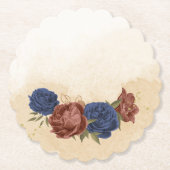 terracotta marine blauw bloemengroen kartonnen onderzetters (Voorkant)