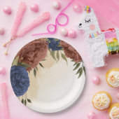 terracotta marine blauw bloemengroen papieren bordje (Feest)