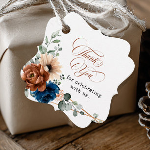 Terracotta Marine Blauw Groen Bruiloft Dank u Bedankjes Labels