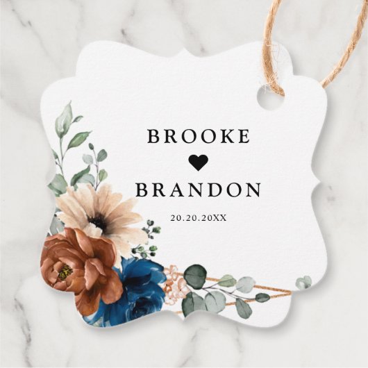 Terracotta Marine Blauw Groen Bruiloft Dank u Bedankjes Labels (Achterkant)