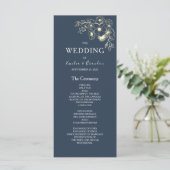 Terracotta Marine Blauw Huwelijksprogramma Programmakaart (Staand voorkant)