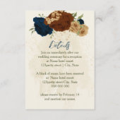 Terracotta Marine Bloemen Trouwdetails Informatiekaartje (Voorkant)