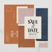 Terracotta marine moderne abstracte typografie aan aankondigingskaart (Voorkant / Achterkant)