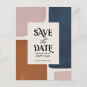 Terracotta marine moderne abstracte typografie aan aankondigingskaart (Voorkant)