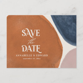 Terracotta marine moderne abstracte typografie aankondigingskaart