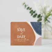 Terracotta marine moderne abstracte typografie aankondigingskaart (Staand voorkant)