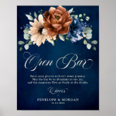 Terracotta marineblauw Vrijgezellenfeest open barb Poster (Voorkant)