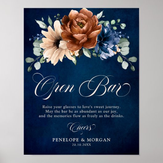 Terracotta marineblauw Vrijgezellenfeest open barb Poster (Voorkant)