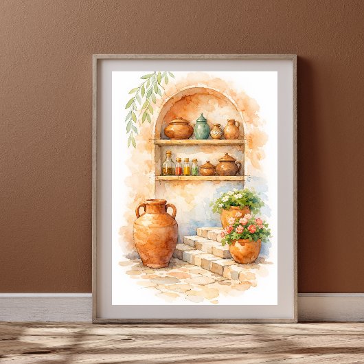 Terracotta Marokkaanse Keuken Waterverf Poster