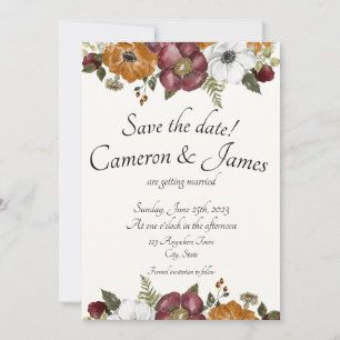 Terracotta & Maroon Boho Wildflower Tuin Bruiloft Save The Date