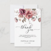 Terracotta Marsala Bourgondië Bloemenval bruiloft Bedankkaart (Voorkant)