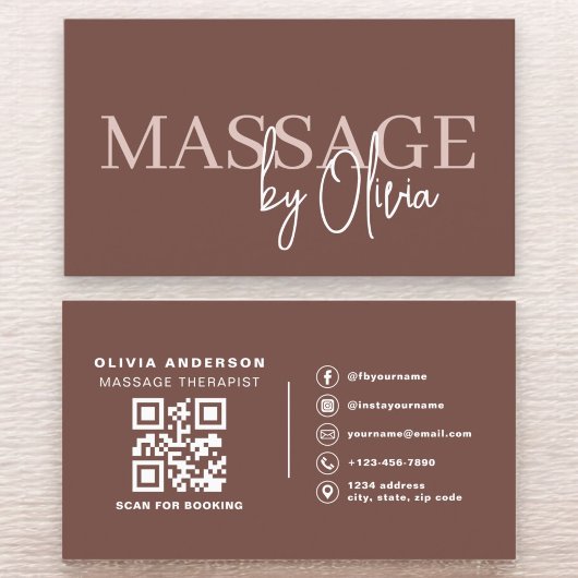 Terracotta massagetherapeut QR-code Visitekaartje