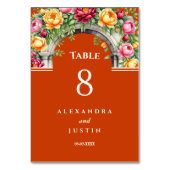 Terracotta Mediterrane Bloemenboog bruiloft Kaart (Achterkant)