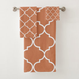 Terracotta Mediterranean Moroccan Pattern Bad Handdoek