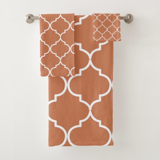 Terracotta Mediterranean Moroccan Pattern Bad Handdoek (Insitu)
